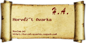 Horvát Avarka névjegykártya